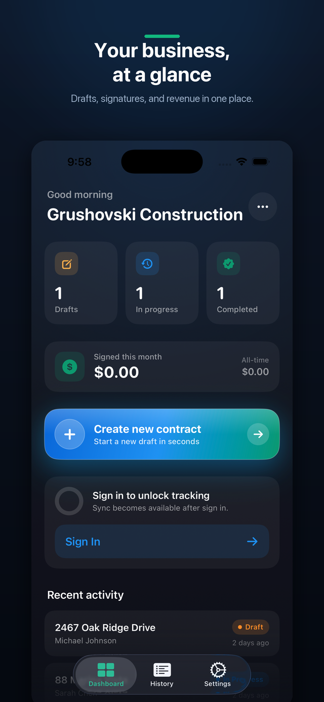 Business dashboard
